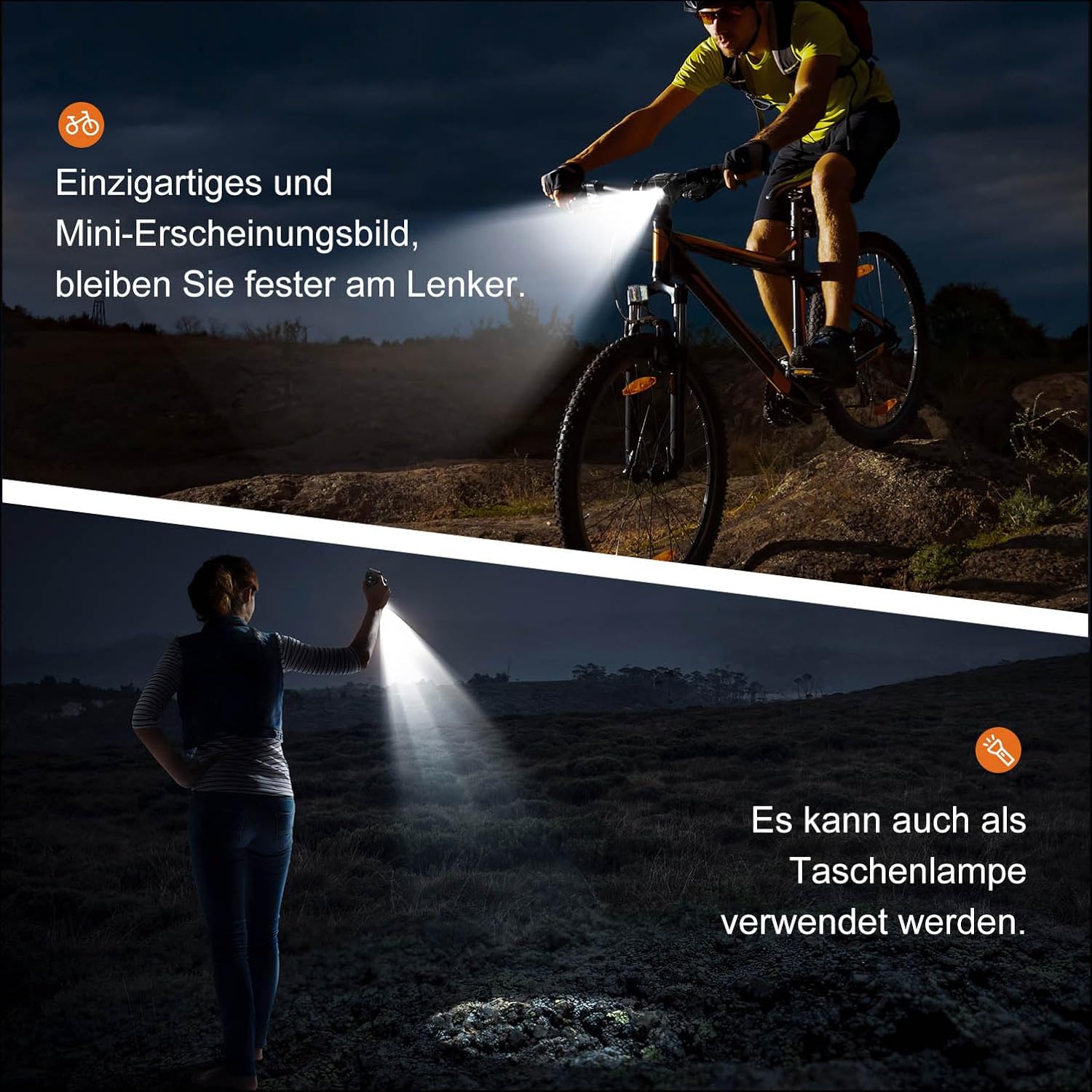 Antimi Fahrradleuchten-Set, StVZO-zugelassen Beleuchtungsset Led IPX5 Frontlicht + Rücklicht Fahrradlicht Set USB Typ C（Blau）