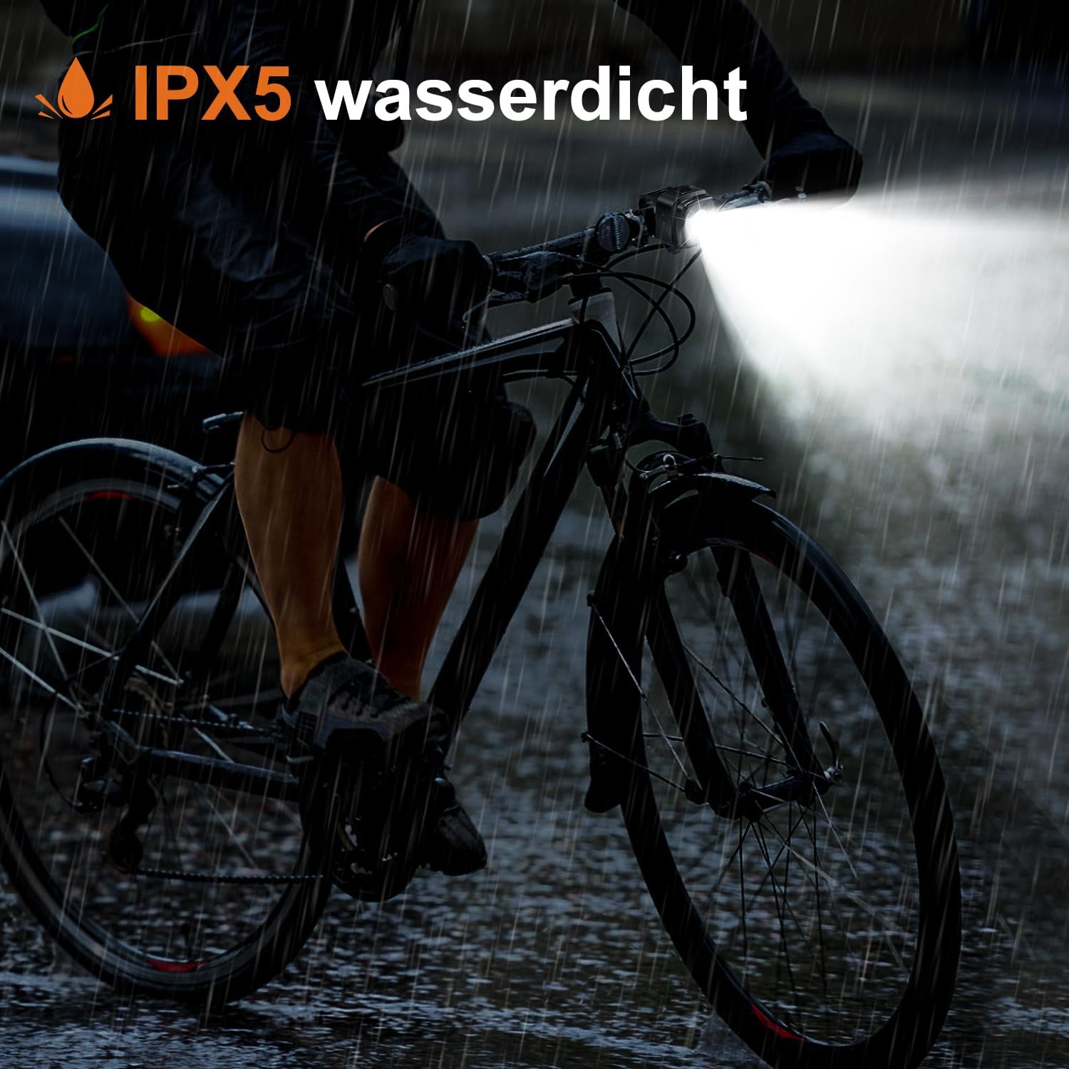 Antimi Fahrradleuchten-Set, StVZO-zugelassen Beleuchtungsset Led IPX5 Frontlicht + Rücklicht Fahrradlicht Set USB Typ C（Blau）